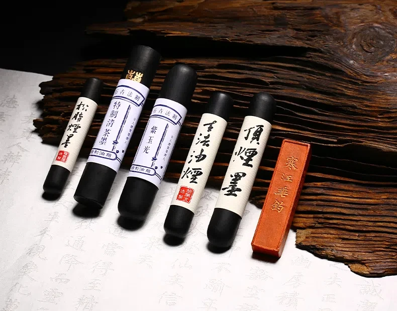 Alte hu kaiwen tinten stift alte methode huizhou tinten barren handgemachte kiefern ruß tinten blöcke chinesische kalligraphie malerei öl tinten stift – Detail 1