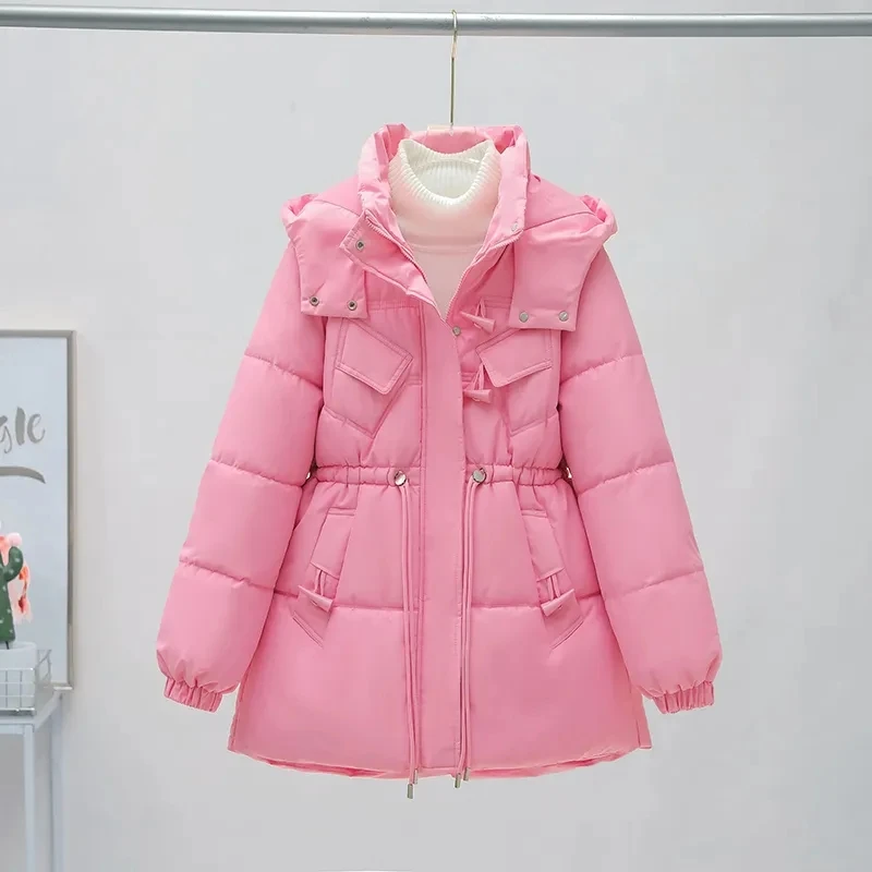 

Korean Fashion Loose Down Cotton Jacket Women Winter Coat Jackets 2023 New Standing collar Hood Coats Female Thickened Overcoat