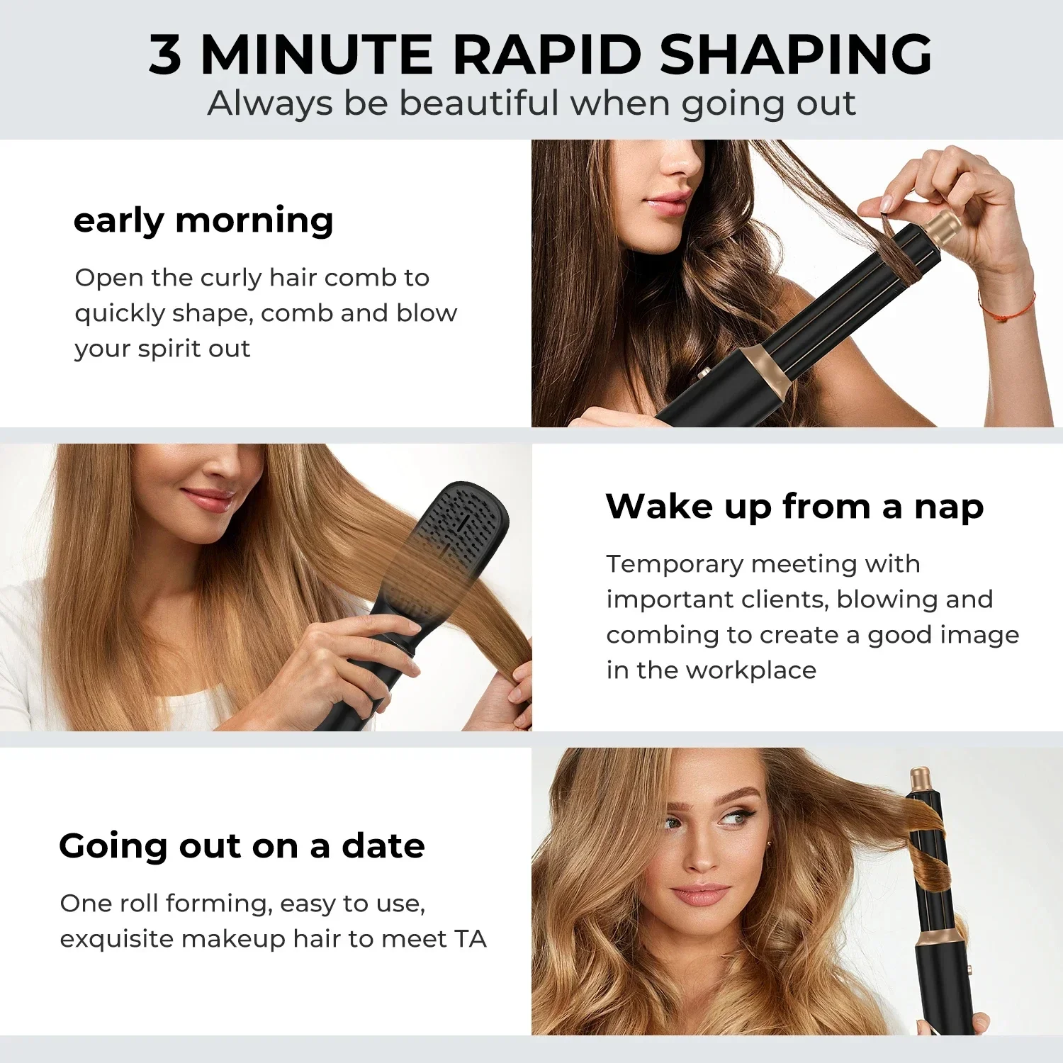 6 In1 Hair Dryer Curling Iron Straightener Hair Brush Electric Hairdryer Folding Styling Comb Multi Hair Styler Hair Care 5