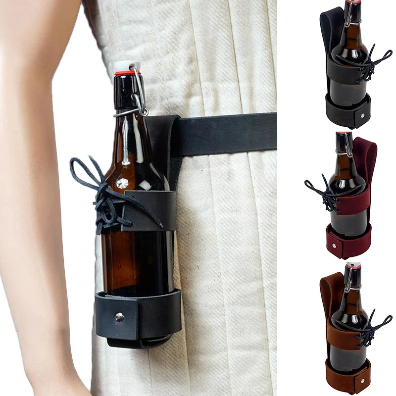 SteampunkLeatherBeerBottleHolsterVikingFlaskMugBeltPouchCarry
