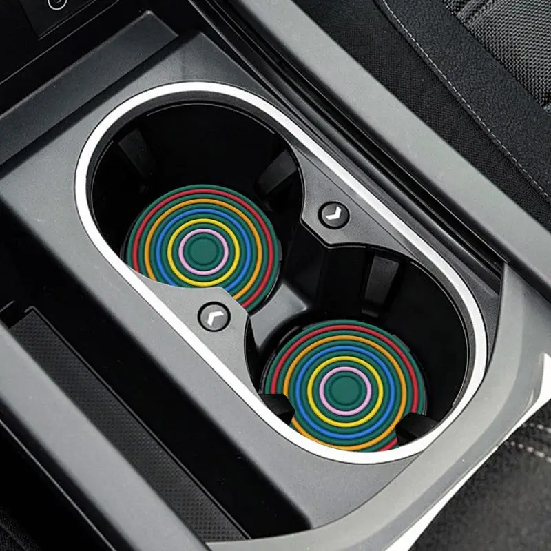Non-Slip Car Coasters Rainbow Car Drink Coaster auto Cup Holder Insert Cupholder Coaster Water Bottle Holder Pad Car Accessories