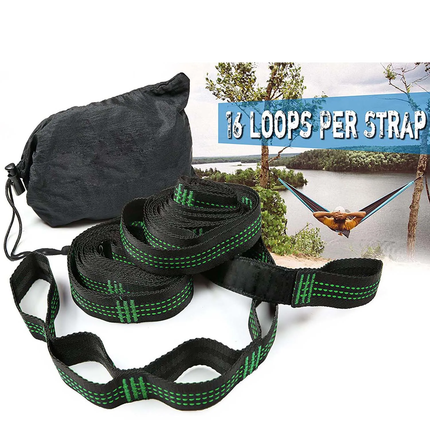 Hammock Straps Camping Accessories Hammock Rope Hammock Fittings 280cm Heavy Duty Hammock Strap Tree Hanging Belt High Load-Bearing Outdoor Camping Clothesline Outdoor Hammock straps