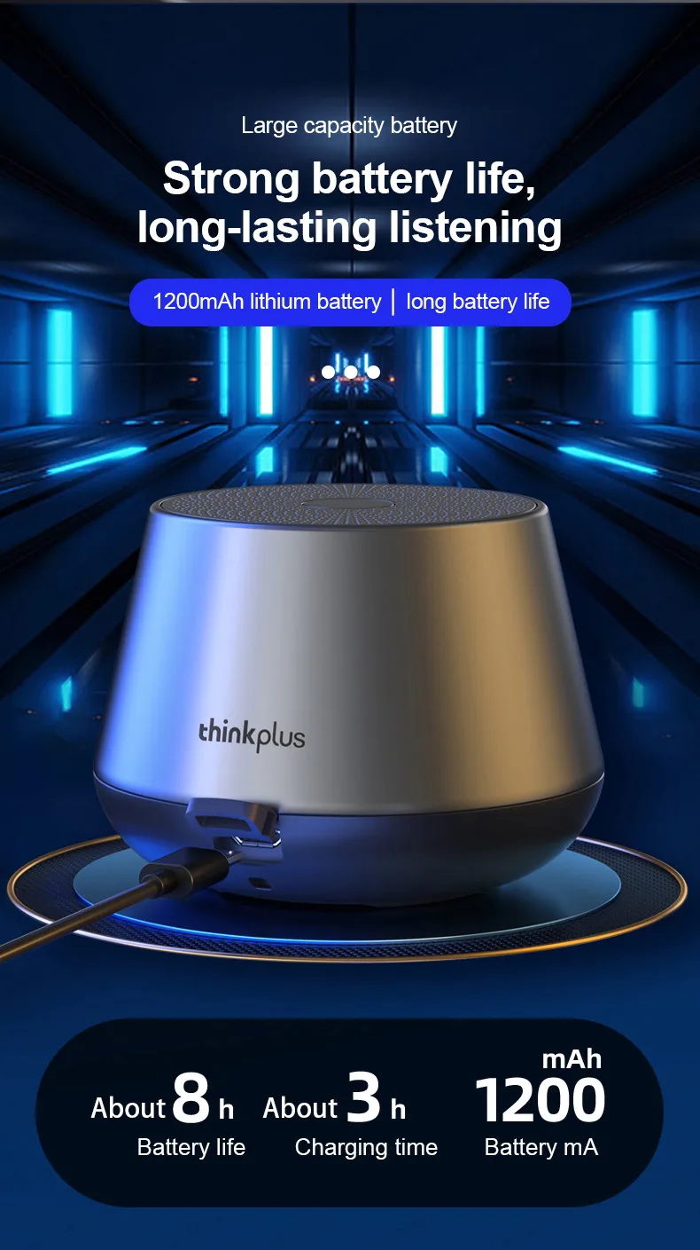 Original Lenovo K3 Pro Bluetooth 5.0 Portable Metal Speaker HiFi Surround Sound Speakers 1200mAh Lithium Battery Loudspeaker