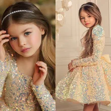 

Baby Girl Birthday Dress Sequined Fluffy Flower Girl Dresses For Weddings Kids Princess Ball Gown Baptism Baby Vestido Daminha