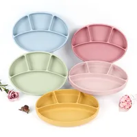 Non-Slip Silicone Divided Plate Waterproof Dishes Suction Cup Dinner Plate Sturdy Lightweight Feeding Plate Children Dining