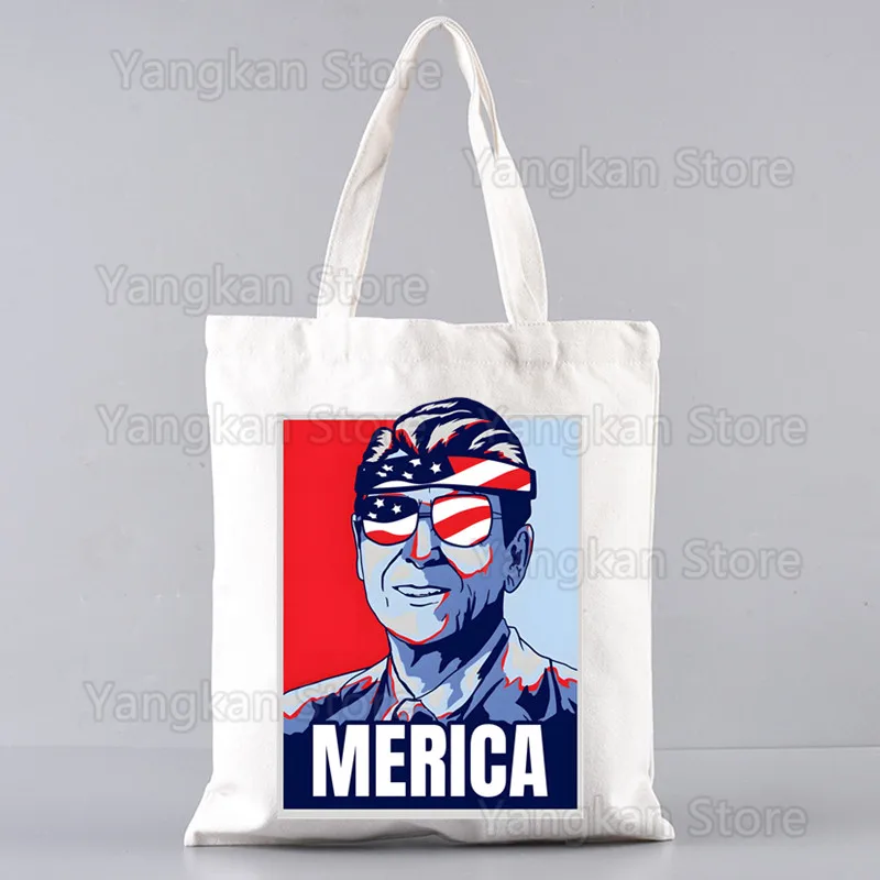 I Smell Hippies Ronald Reagan Shopping Bag Shopper Eco Canvas Cotton Shopper Bolsas De Tela Bag Shoping Reusable Sacolas