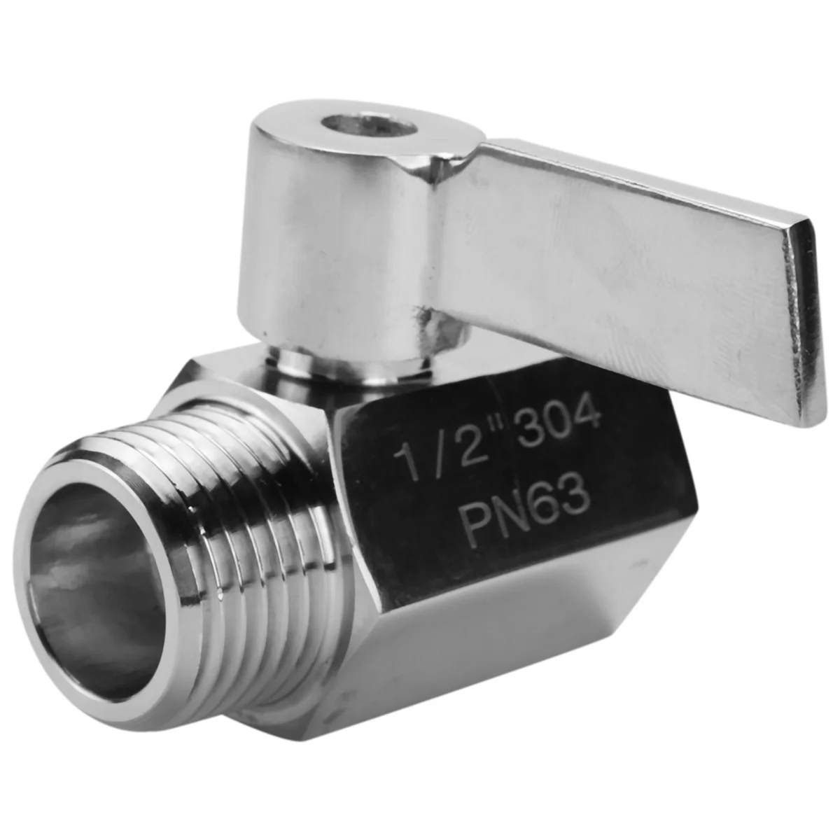 Ball Valve 304 Stainless Steel Mini Ball Valve(1/2 Inch Female x Male) NPT Thread Water Flow Regulator Head Control Valve