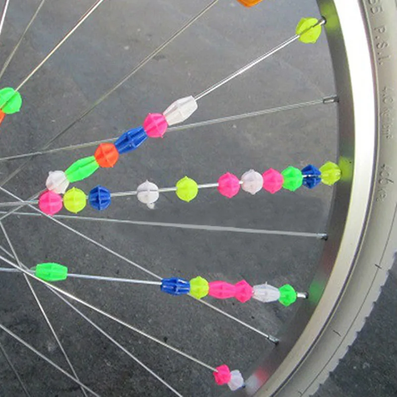 Bike accessories 36X colorful plastic cycle bike wheel spoke clip luminous beads decors