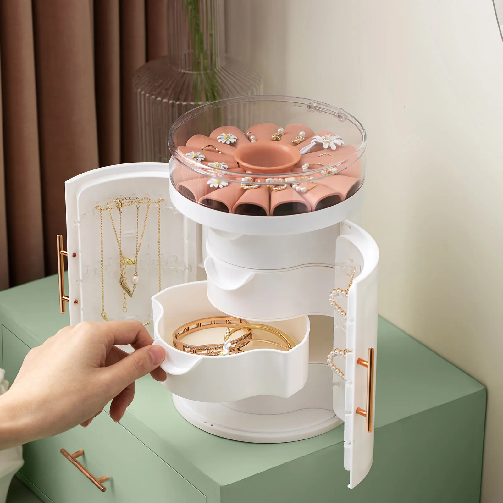 

Jewelry Storage Box 5-Layer Jewelry Accessory Storage Tray with Lid for Earring Necklace Rings Bracelets