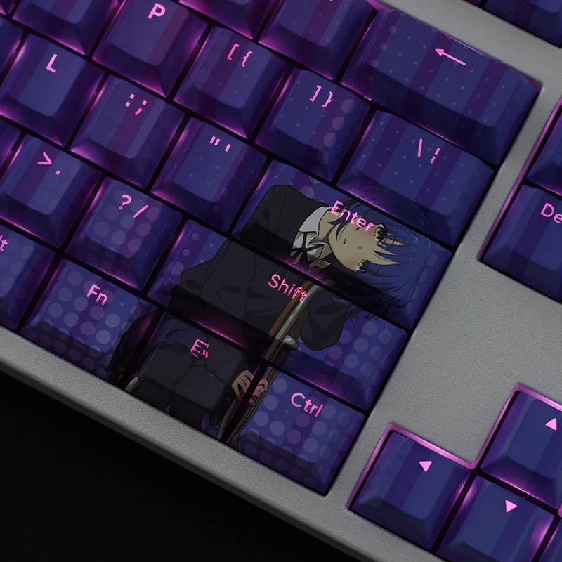 Chaves Pbt Tintura Subbed Keycaps dos Desenhos Animados Anime Gaming Key Caps Bocchi a Rocha Yamada Ryo Backlit Keycap para Ansi Layout 108 - Imagem 4