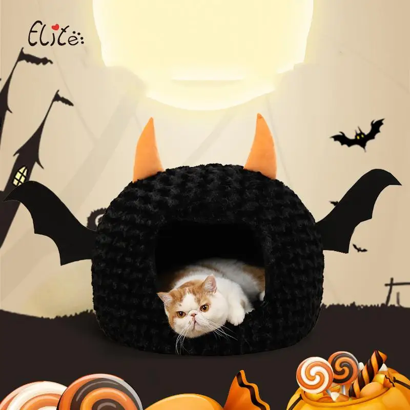 HalloweenCatBedCuteLittleDevilPetBedsBatShapeDogCatsBeds