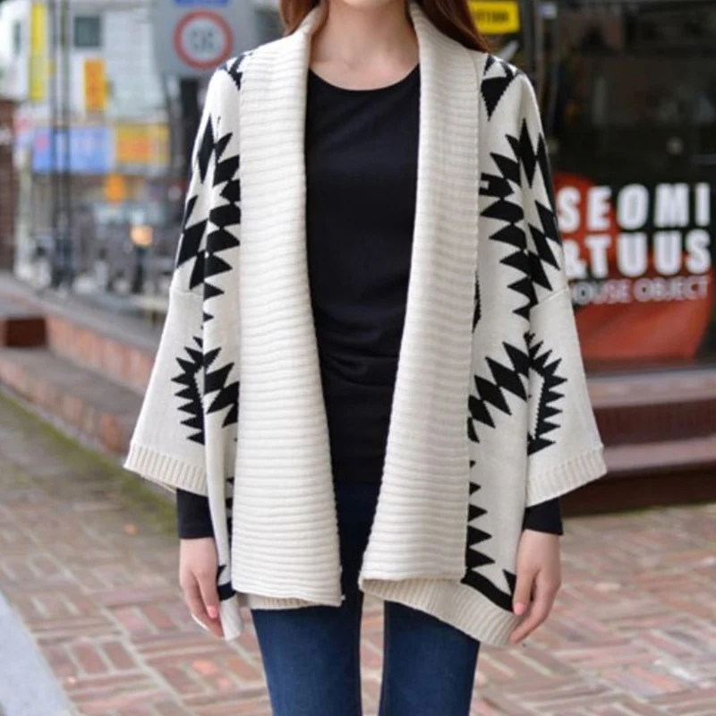 

Women Autumn Boho Cardigans Knitted Diamond Chic Pattern Cardigans Women Sweaters Coat Winter Cardigan Goth 2023