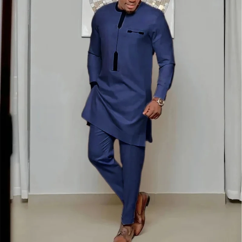 Men's luxury fashion casual print two-piece set