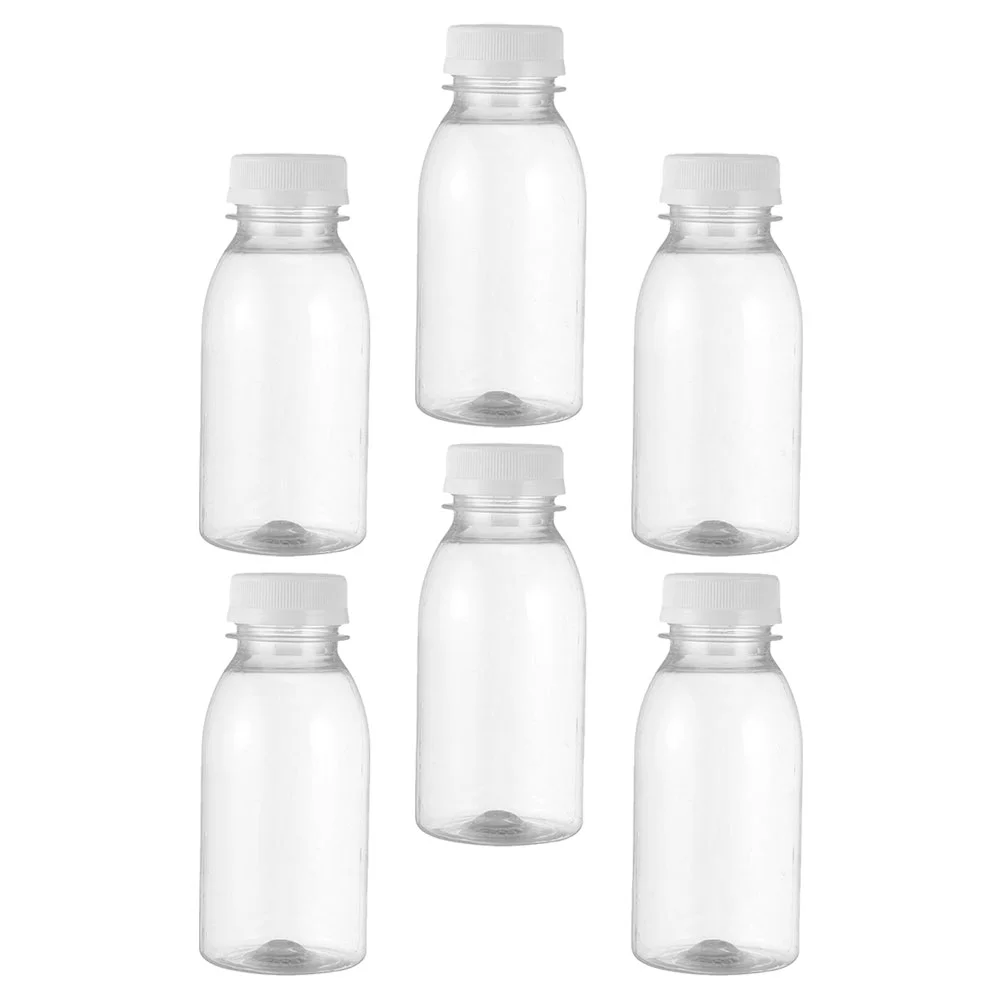 6 Pcs Milk Bottle Clear Water Juice Container Mini Fridge Containers Empty Bottles Plastic The Pet Reusable Child Small Lids