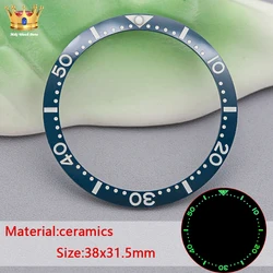 Luminous Flat Green Ceramic Bezel Insert for Watches, 38mm X 31.5mm (B)