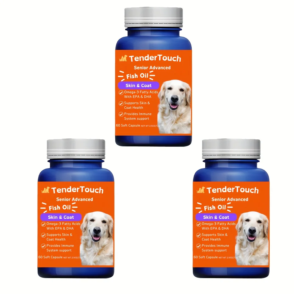 3-Pack(3 x 60 Count)-180 Capsules Omega 3 Fish Oil for Dogs and Cats Omega 3 for Dogs and Cats Shedding