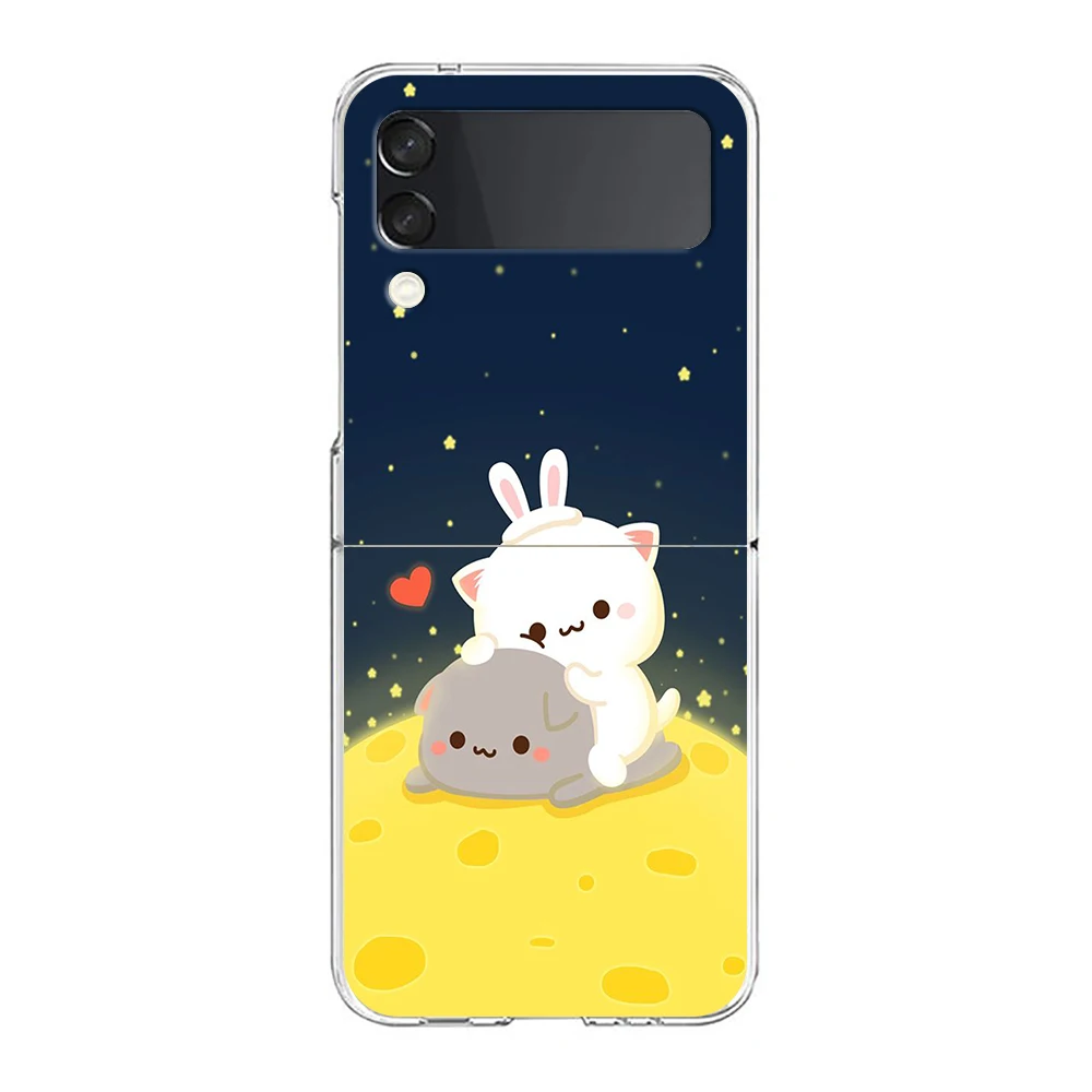 Pfirsich und Goma Katze harte PC-Handy hülle für Samsung Galaxy Z Flip 5 4 3 transparente Abdeckung für Galaxy Z Flip 6 faltbar stoßfest – Detail 3