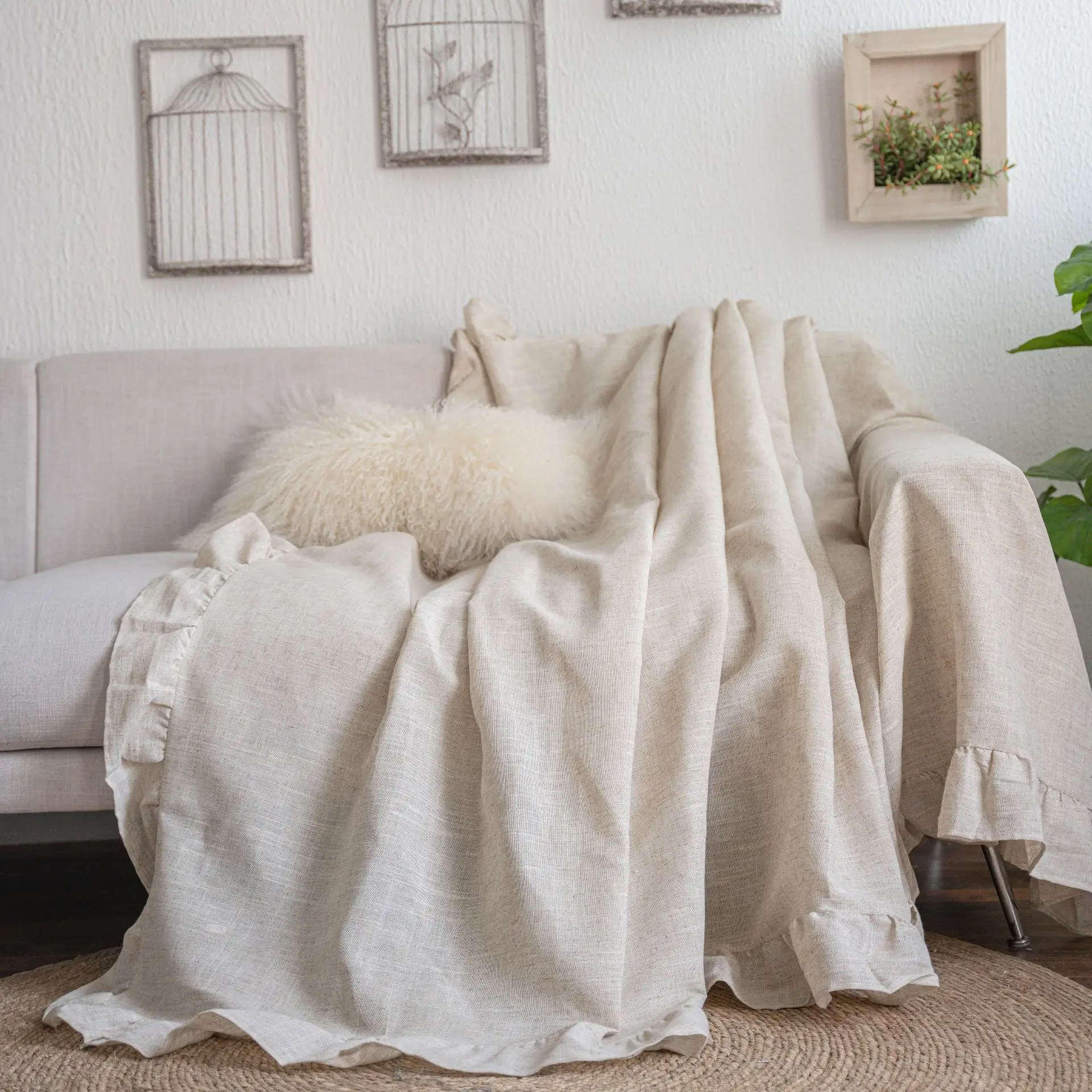 Sofa Cover Plain Color Garden Flounces Elegant Multi Functional Couch Chair Cover Thick Retro American Factory Direct Supply 3