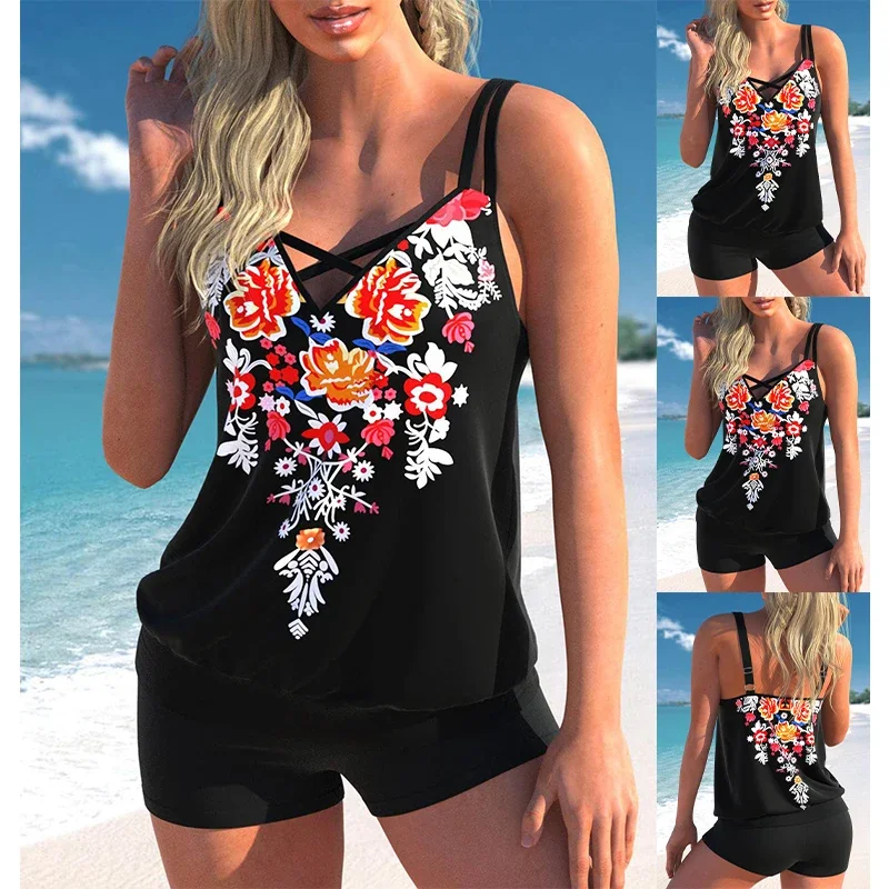 

Новинка лета 2023, Женский обычный пляжный танкини, купальник-монокини, купальник из двух частей, Модный Купальник с принтом