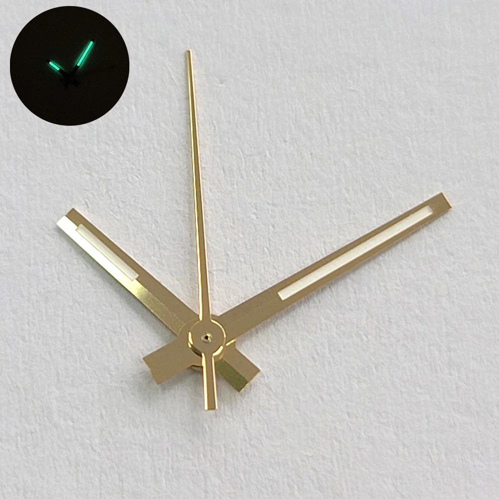 Elegant Rose Gold & Silver Watch Hands with Green Luminous Accents