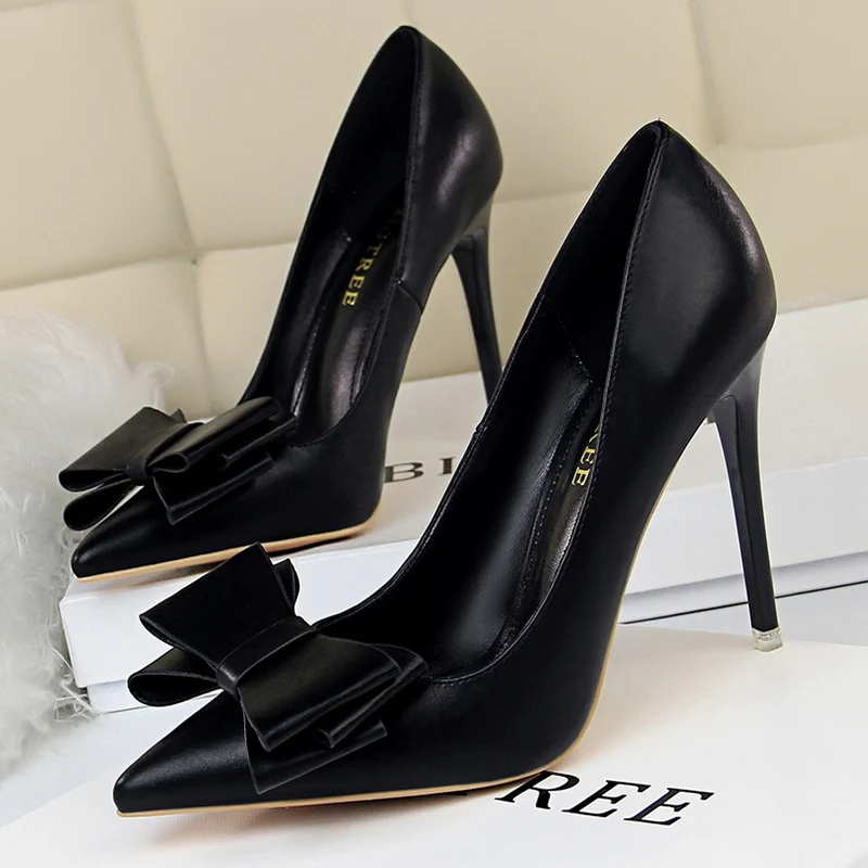 Weibliche Neue Elegante 10,5 cm High Heels Pumps Dame Sky Blue Schmetterling Knoten Design Prinzessin Schuhe Frauen Glam Spitz schuhe – Detail 7