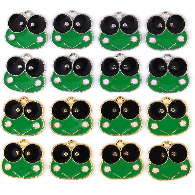 

15Pcs 16*15MM Enamel Frog Cute Charm Cartoon Animal Alloy Pattern Jewelry Men's Keychain Women's Necklace Pendant Accessories