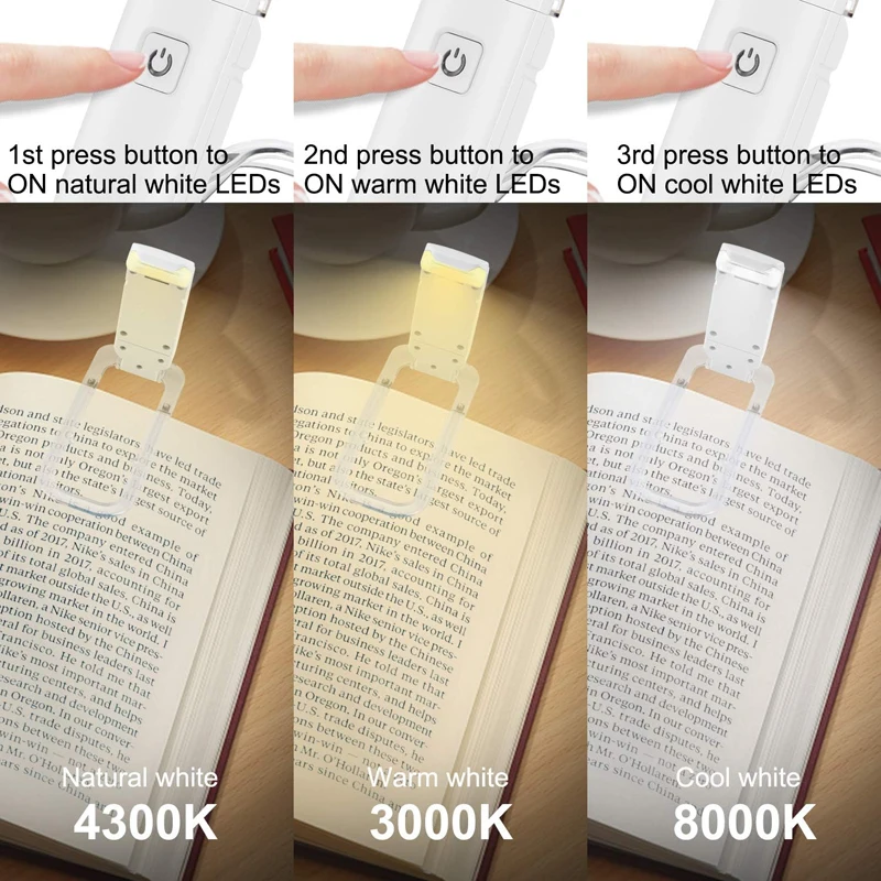 LED USB Rechargeable Book Light Reading Light Eye Protection Night Portable Clip Desk Bookmark