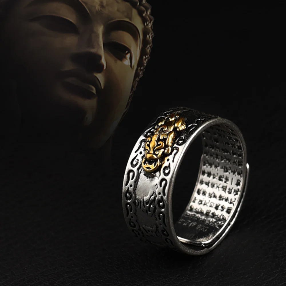 Buy Feng Shui Ring Pi Xiu Mani Mantra Gift-good Luck Wealth and Prosperity  Ring-abundance Money Protection Ring-adjustable Silver Amulet Ring Online  in India - Etsy