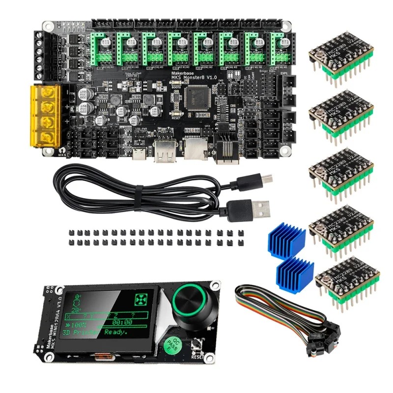 MKS Monster8 32Bit Control Board 168Mhz F407 MotherBoard TMC2209 Stepper Motor Driver for Voron Marlin 2.0.x Klipper with 12864 fysetc spider king 10 axis industrial grade motherboard board core replaceable support klipper marlin 2 0 for voron 3d printer