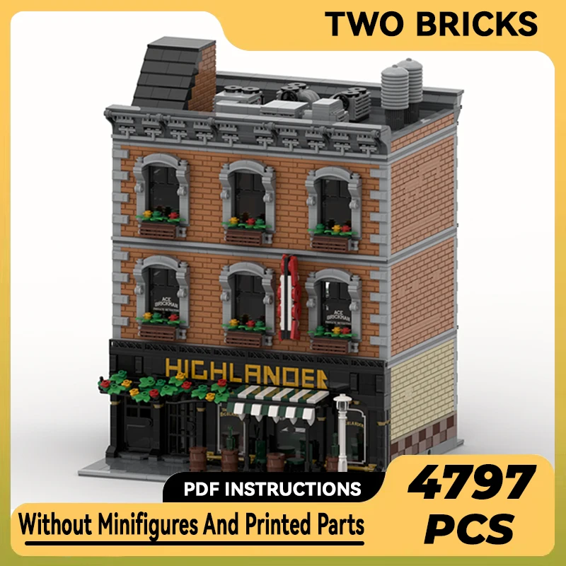 

Moc Building Bricks Street View Model The Highlander Pub Technology Modular Blocks Gifts Toys For Children DIY Sets Assembly