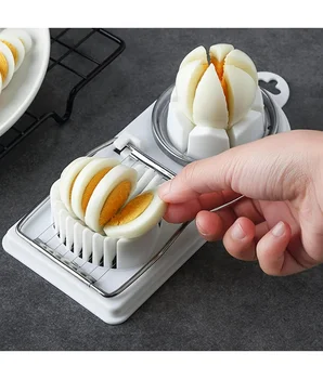 Multifunctional PP Base egg cutter 2-in-1 stainless steel wire pull egg cutter for hanging high-quality kitchen accessory tools 1