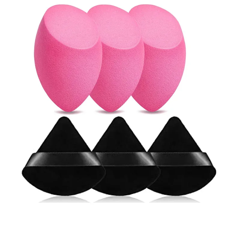 3/6Pcs Beauty Puff Set Large Beauty Blending Sponge Triangle Powder Puff Combination Set Makeup Puff Essential For Beginners