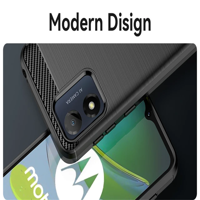 Para Motorola Moto E13 Funda de teléfono TPU de fibra de carbono con  textura cepillada (Rojo)
