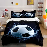 Ensemble de housse de couette à motif de football avec motif d'eau éclaboussante, literie en polyester colorée à impression numérique avec fermeture à glissière pour cadeaux pour enfants 1