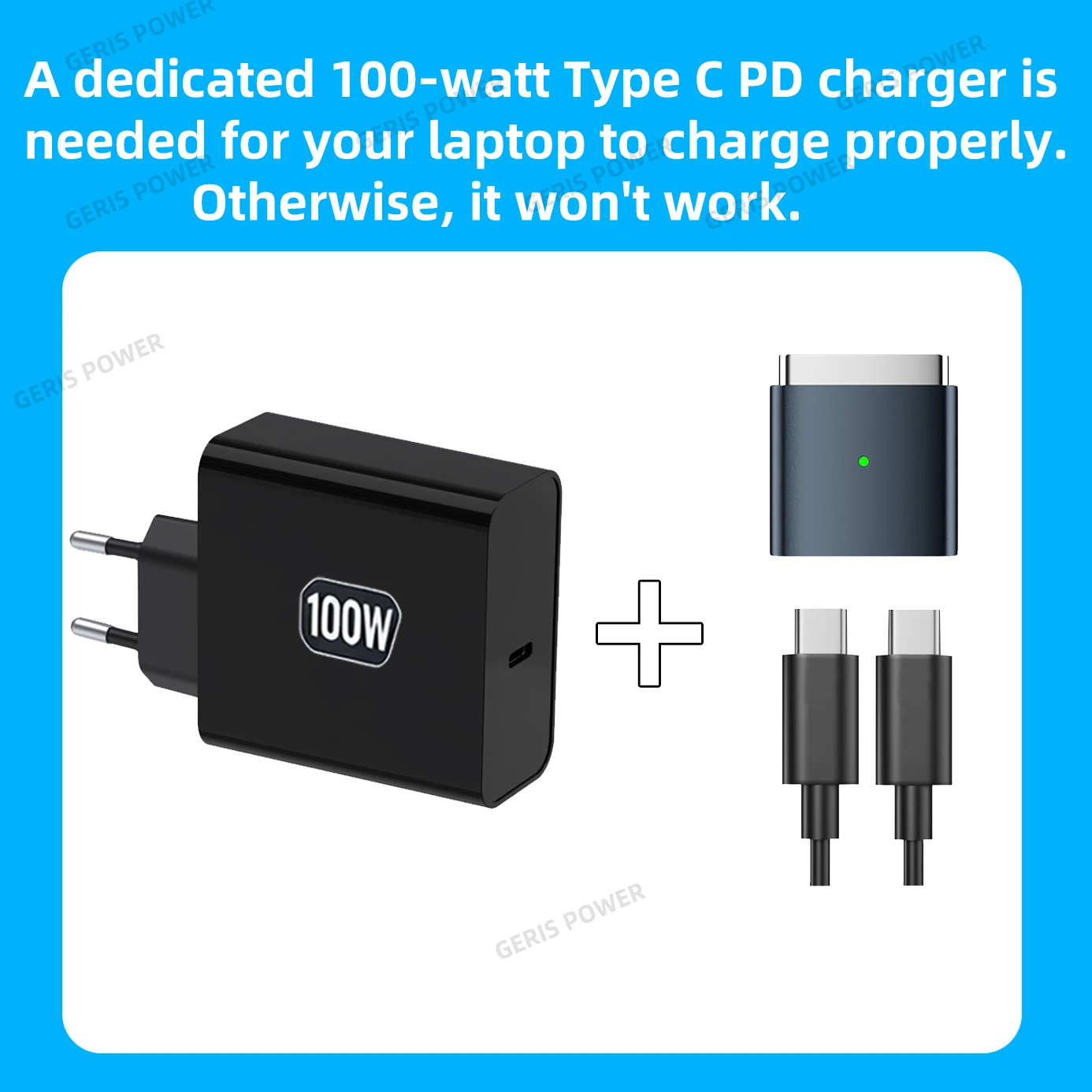 Magnetic USB Type-C to Magsafe 2 Converter Charging Connector, PD100W 20V 5A