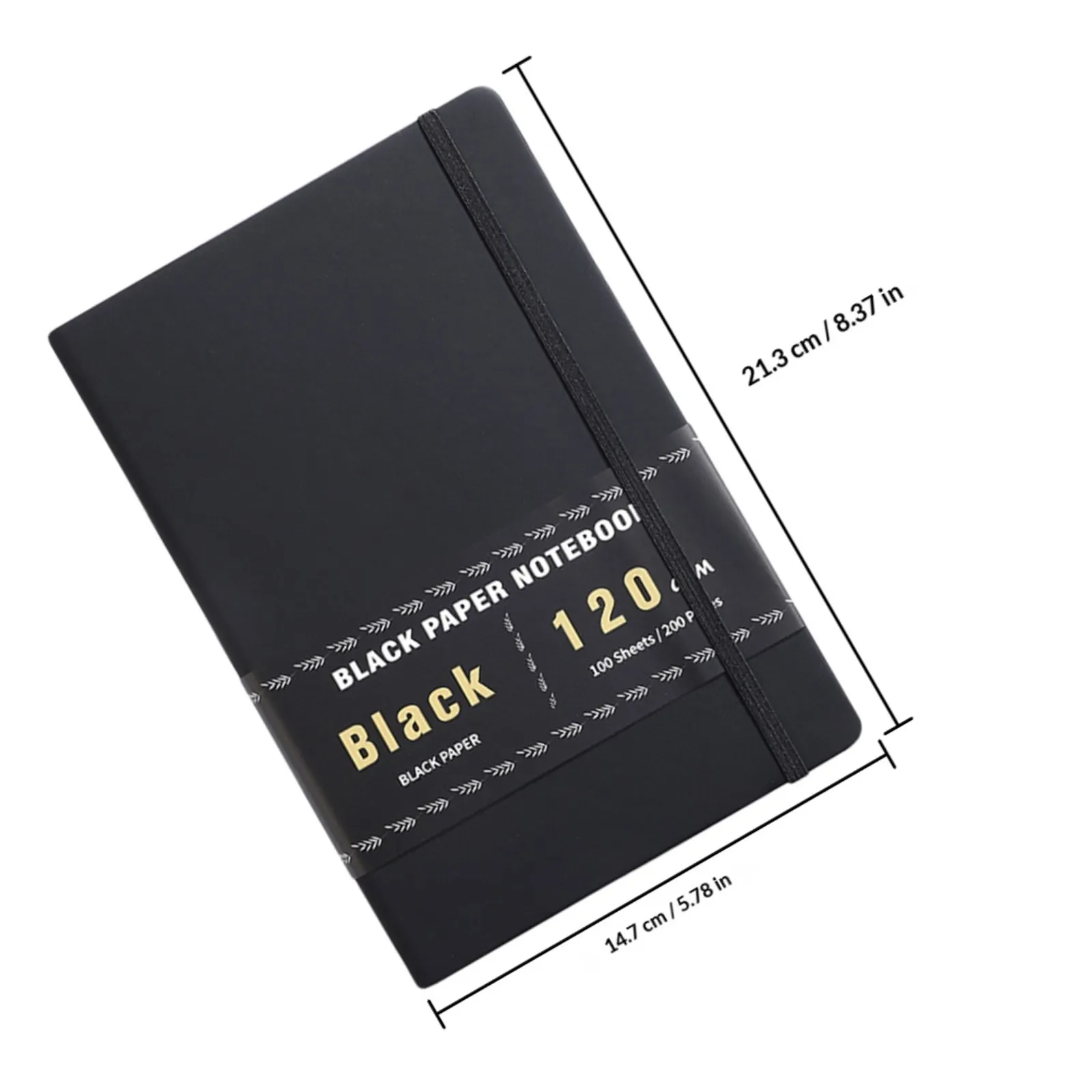 A5 검정 종이 노트 200페이지 100매 PU 바인딩 블랭크 저널 (저널링, 스케칭, 드로잉, 창의적인 프로젝트용)