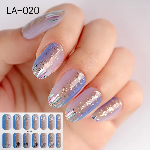 22tips Korea Toe Nail Sticker Wraps Adhesive Decals Toenail Polish Strips DIY Pedicure Foot Decals Manicure Women LA-020(14Tips)
