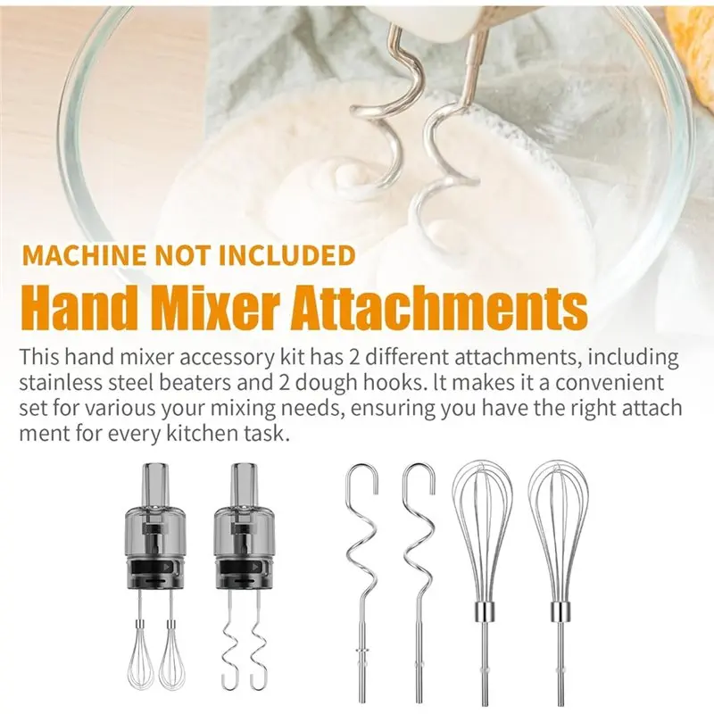 【PASSIONE 】For Kitchenaid Hand Mixers Compatible Accessories:Hand Mixer Attachments Egg Beater Blending Rod Dough Hook Whisk Ble