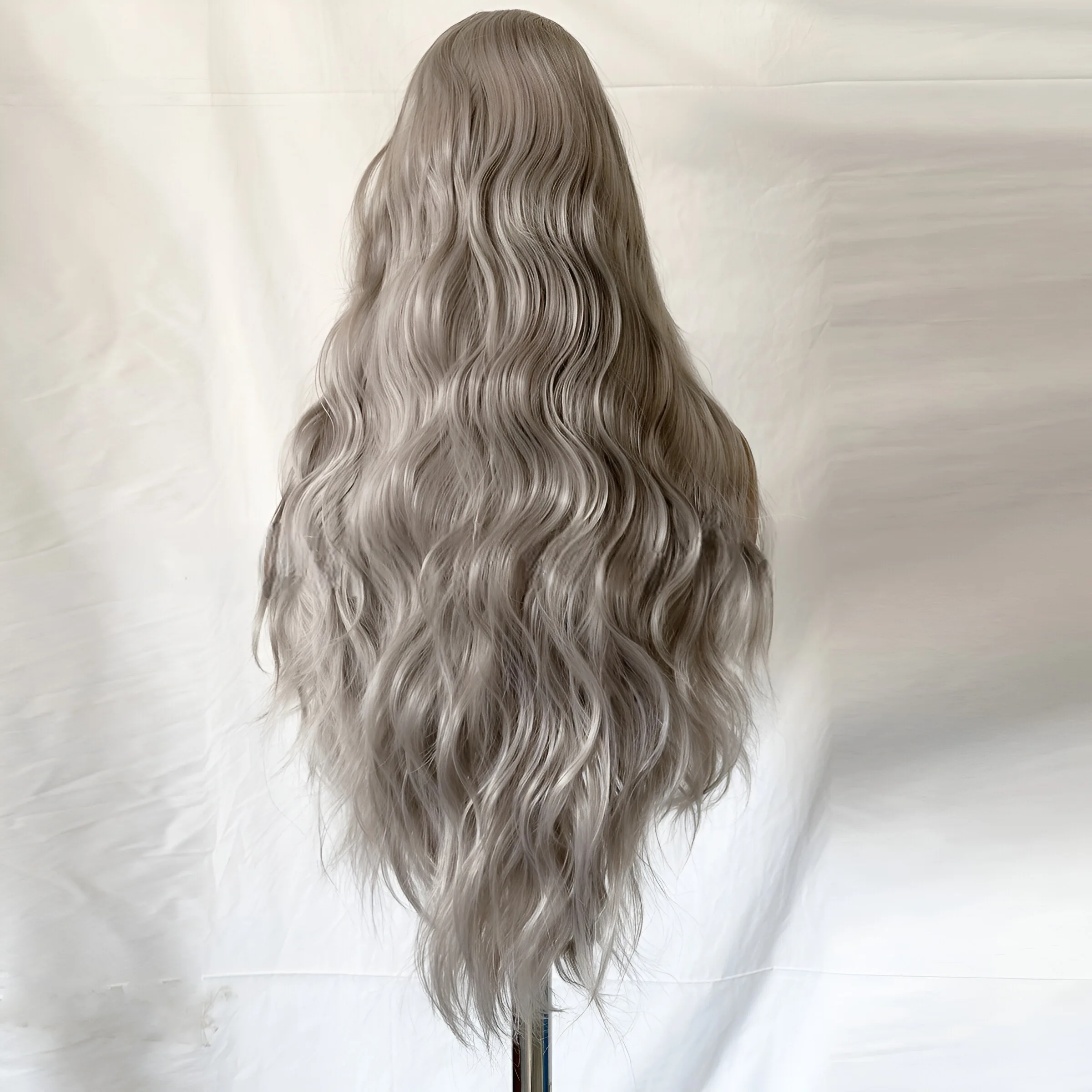 Lace Front Wig Highllights Grey Long Synthetic Frontal Lace Wig Women