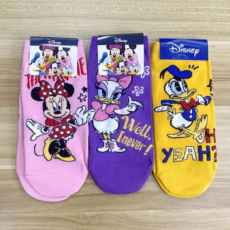 Cotton Socks Donald Duck Daisy Cartoon Lady Short Cotton Socks Cute Color Mickey Minnie Boat Socks Disney 4