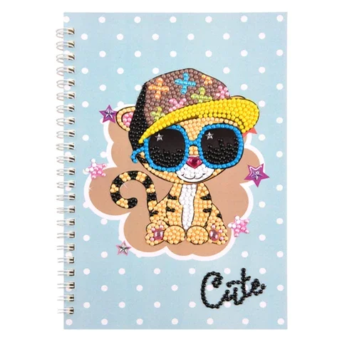 

60 Pages 5D DIY Diamond Animal Painting Notebook Special Shaped Rhinestone Mosaic Embroidery Drawstring Diary Book Stationery