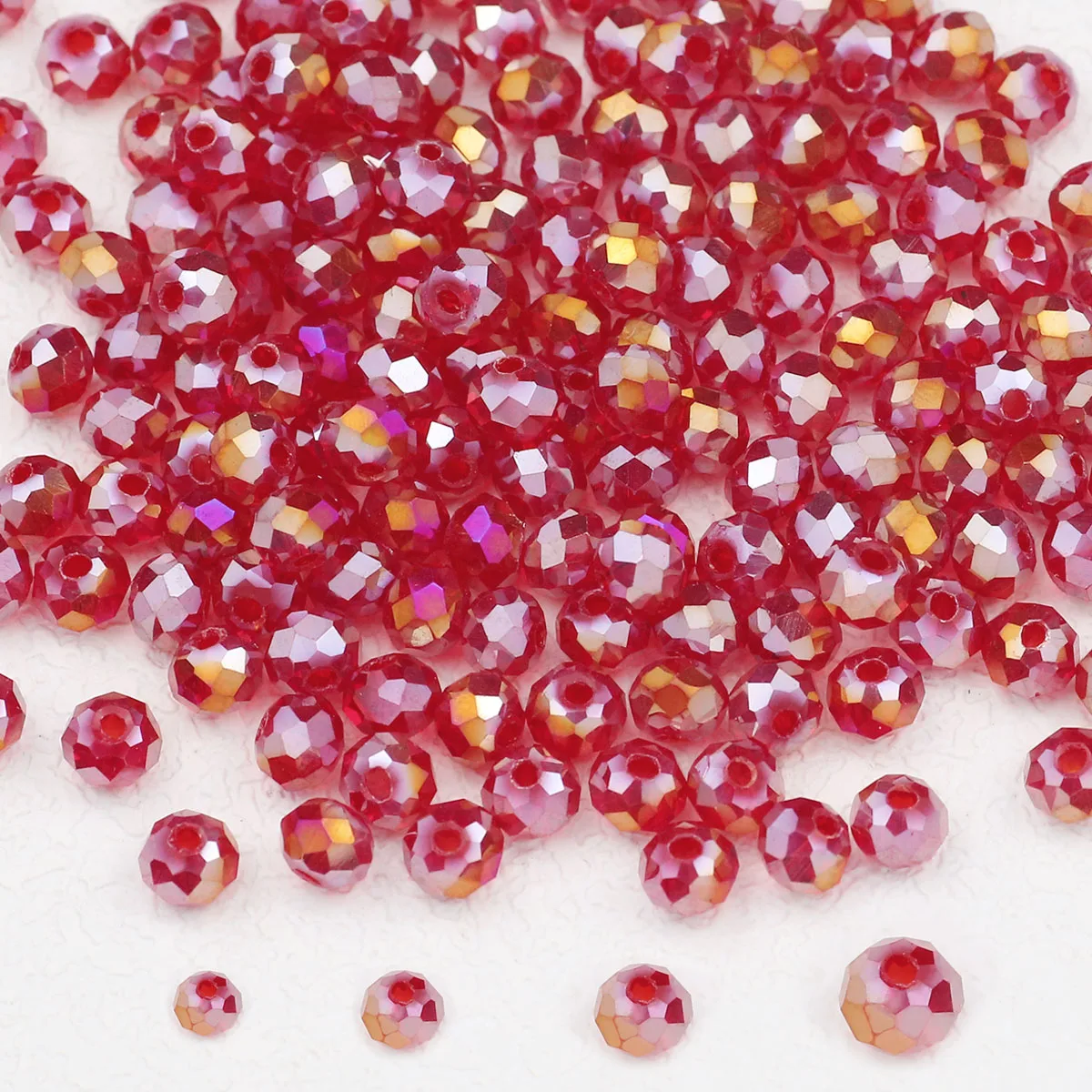 Luxurious Deep Red Austrian Crystal Glass Beads - Flat Round Loose Beads