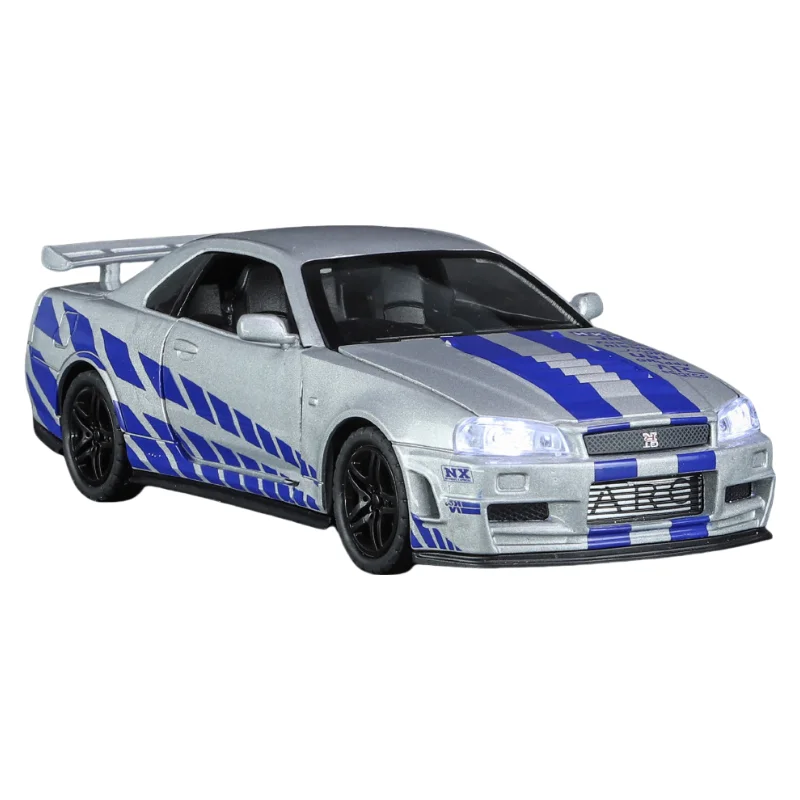 Diecast Car Toys 1:32 GTR R34 SKYLINE Alloy Simulation Model For Children Boy