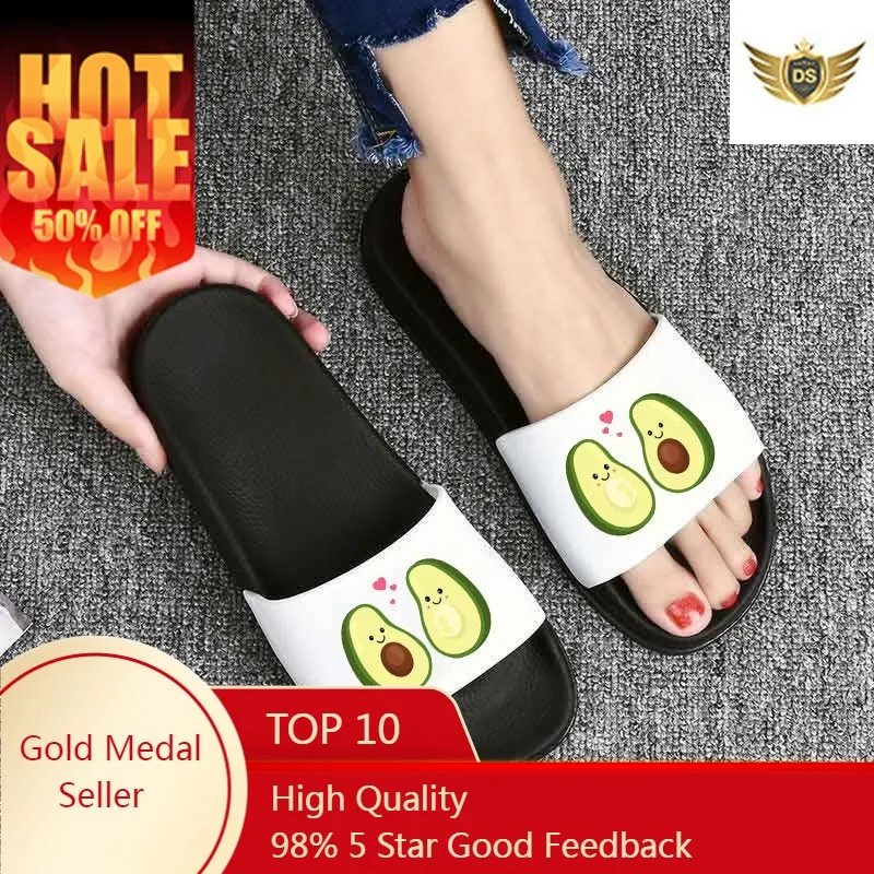 

avocado slippers Women Fashion Summer lovely Cartoon Flip Flops Cartoon Fruit Women Slippers Shoes Woman Sandalias Mujer