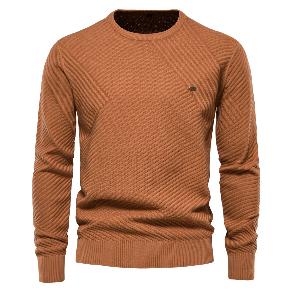 New Solid Color Cotton Men's Sweater Striped O-Neck Knitted Pullover for Men Casual High Quality New Winter Sweater Men 2020 new autumn winter men s sweater solid color slim casual sweater men o neck pullover men brand quality sweaters knitted