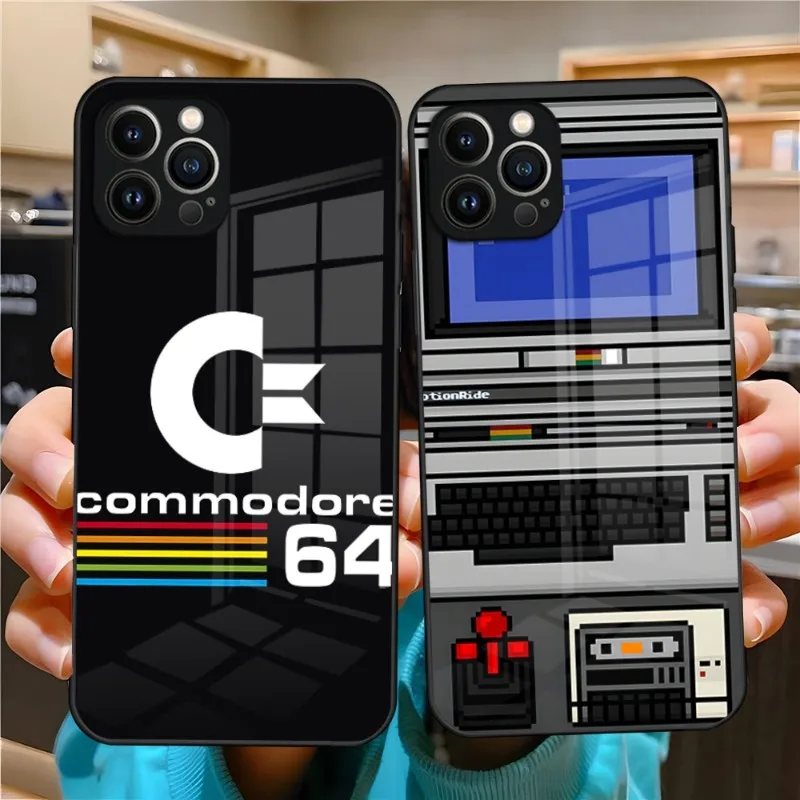 C64 Commodore 64 Custodia Per Telefono Per Apple Iphone 14 Pro 12 11 13 Mini X Xr Xs Max 8 7 6 Plus Se 2020 Cover Posteriore Con Design In Vetro