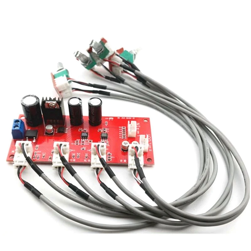 

2X AD828 Stereo Preamp Amplifier Board Treble Middle Bass Volume Tone Control Pre-Amp Preamplifier Board