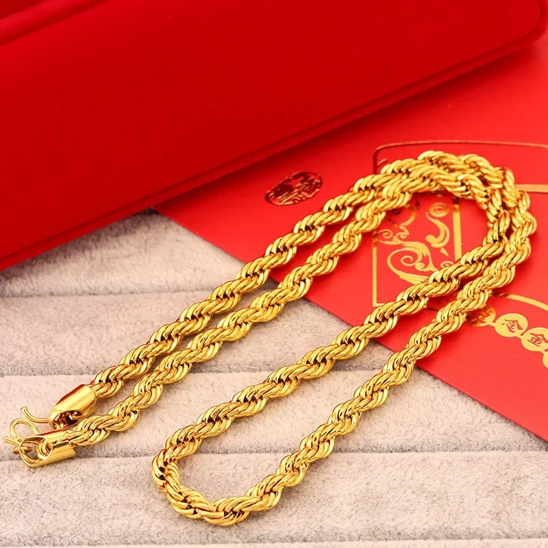 High-Quality 24K 9999 Real Gold Necklaces in Gold Shop-Men's and Women's Styles, Fortune into Treasure Design