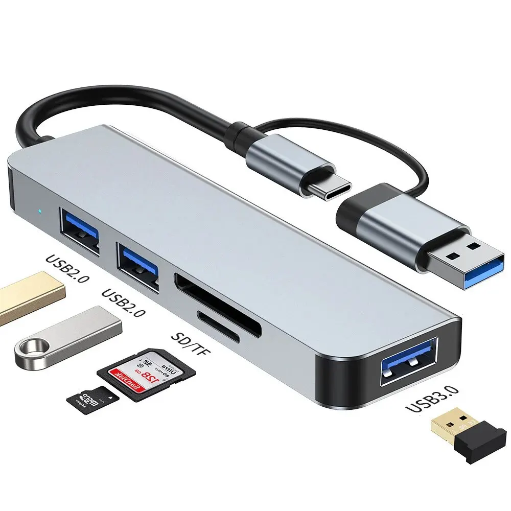 USB C Hub USB Splitter 8 in 1 Extender with 4 Port 1 USBC Port TF/SD Card Reader Audio Output Compatible with MacBook