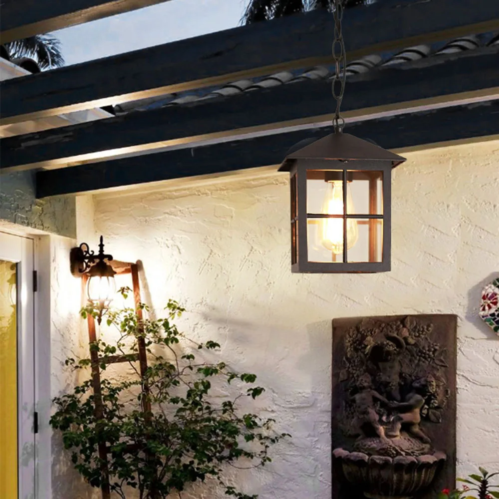 Outdoor chandelier waterproof Chinese retro garden light entrance balcony corridor aisle garden pavilion ceiling light 5